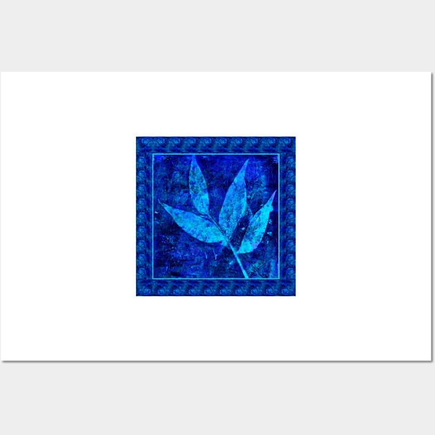 Leaf Square in Blue Wall Art by Heatherian